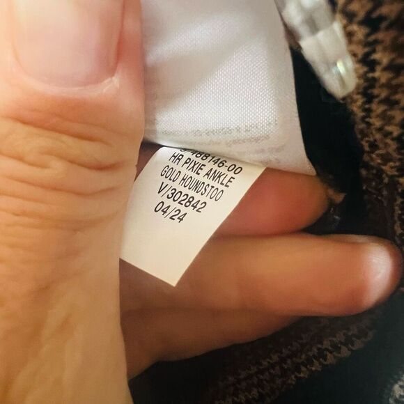 Old Navy High Rise Pixie Skinny Pants Gold Brown Houndstooth Sz 8 - Picture 9 of 10